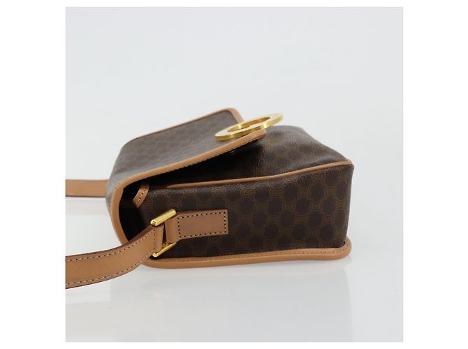 Céline CELINE Macadam Canvas Circle Shoulder Bag PVC Leather Brown Gold - vista 4