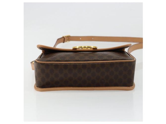 Céline CELINE Macadam Canvas Circle Shoulder Bag PVC Leather Brown Gold - vista 5