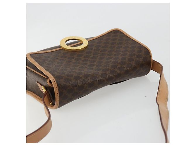 Céline CELINE Macadam Canvas Circle Shoulder Bag PVC Leather Brown Gold - vista 6