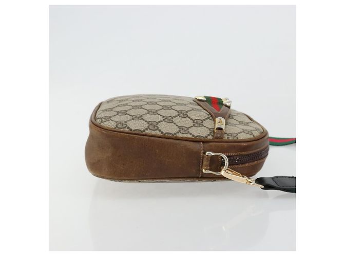 GUCCI GG Supreme Web Sherry Line Shoulder Bag PVC Beige Gold Red - vista 3