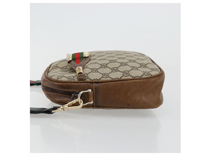 GUCCI GG Supreme Web Sherry Line Shoulder Bag PVC Beige Gold Red - vista 4