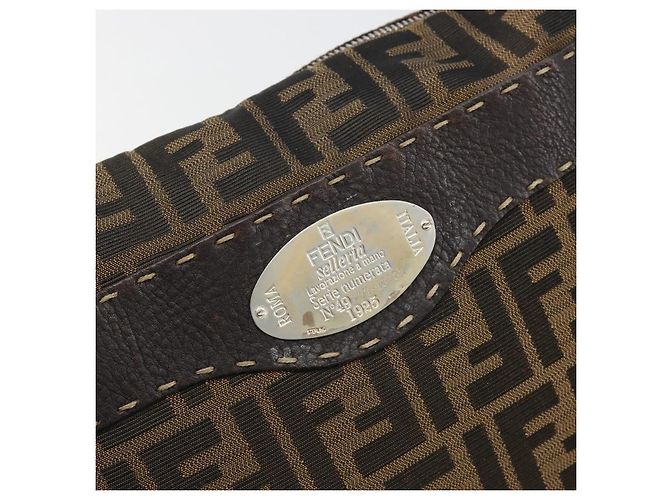 FENDI Zucca Canvas Shoulder Bag Black Brown - vista 17