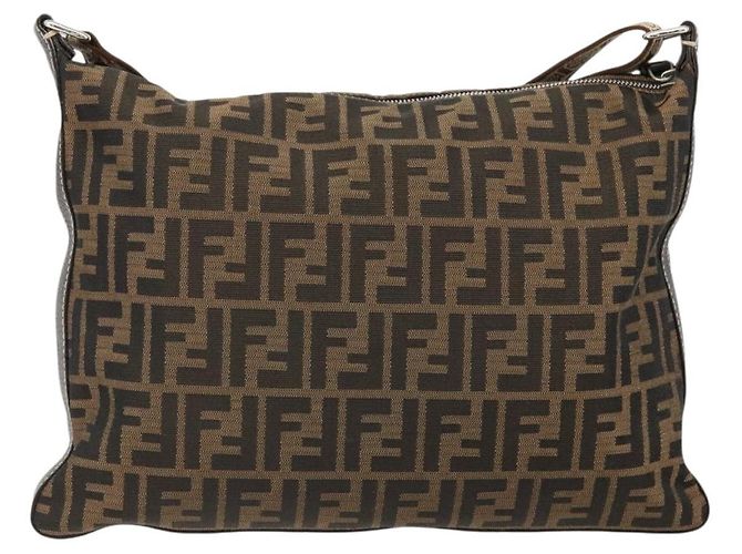 FENDI Zucca Canvas Shoulder Bag Black Brown - vista 2