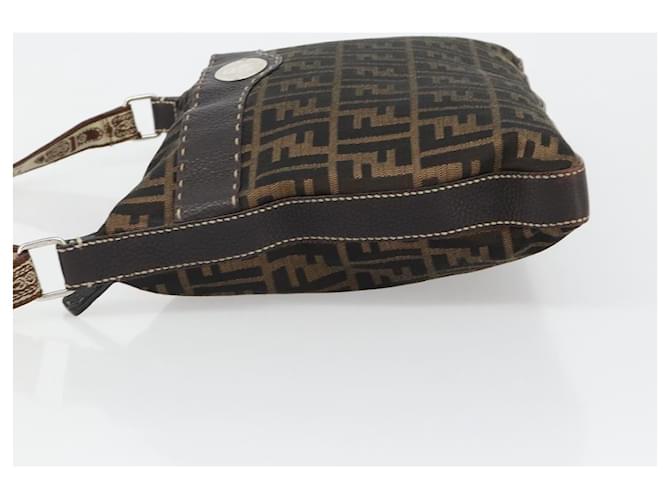 FENDI Zucca Canvas Shoulder Bag Black Brown - vista 4