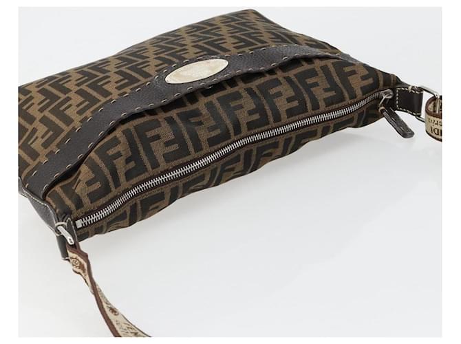 FENDI Zucca Canvas Shoulder Bag Black Brown - vista 6