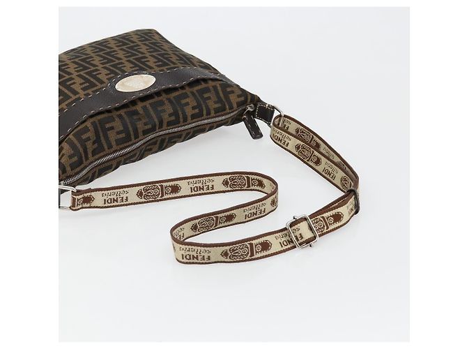 FENDI Zucca Canvas Shoulder Bag Black Brown - vista 7