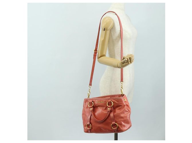 Miu Miu Hand Bag Leather 2way Pink Gold - vista 32