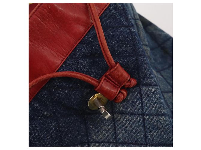 CHANEL Matelasse Chain Backpack Denim Blue Gold CC - vista 10