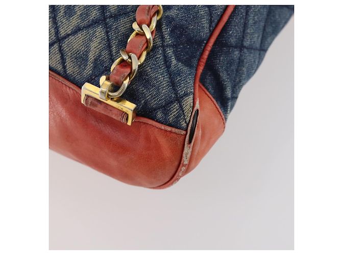 CHANEL Matelasse Chain Backpack Denim Blue Gold CC - vista 15