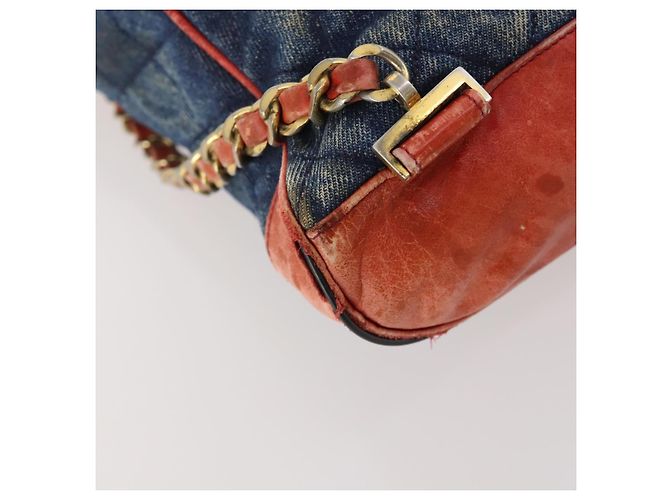 CHANEL Matelasse Chain Backpack Denim Blue Gold CC - vista 16