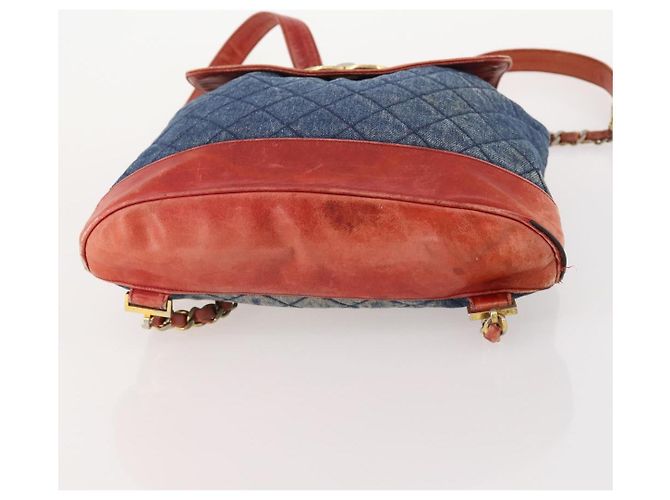 CHANEL Matelasse Chain Backpack Denim Blue Gold CC - vista 5