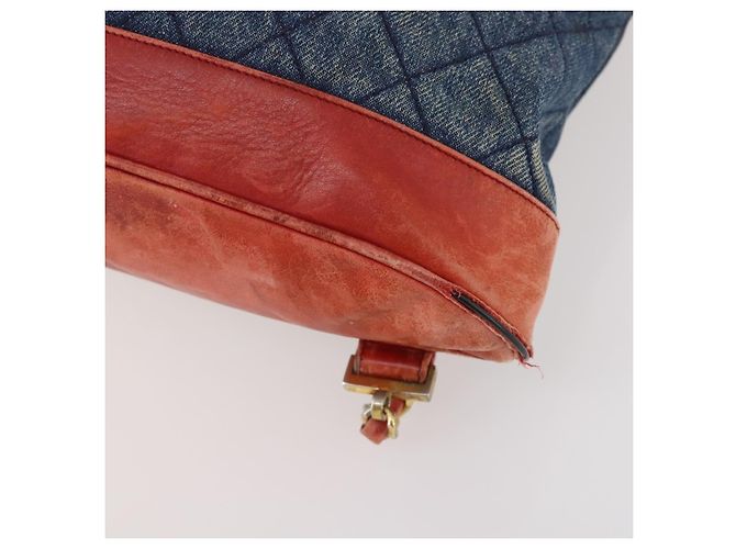 CHANEL Matelasse Chain Backpack Denim Blue Gold CC - vista 9