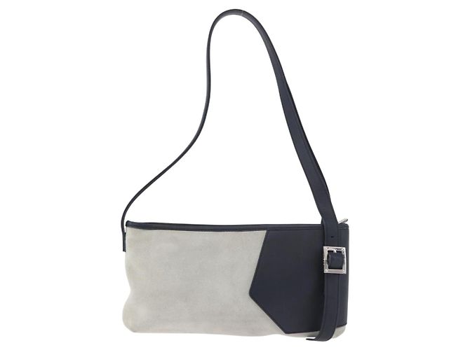 LOEWE Anagram Shoulder Bag Suede Leather Gray Silver - vista 2