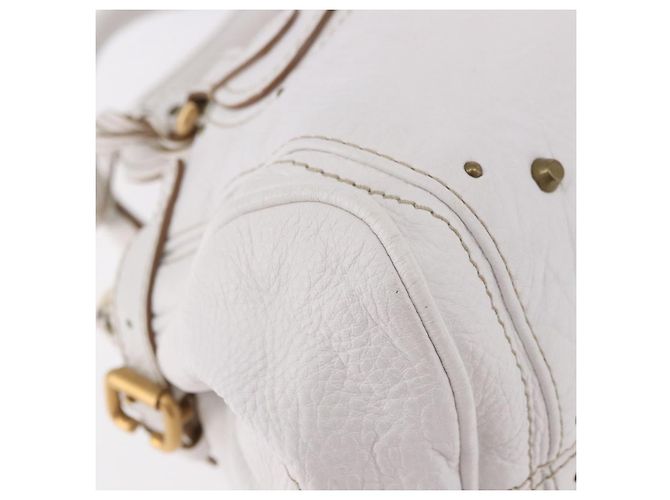 Chloé Chloe Paddington Hand Bag Leather White Gold Silver - vista 10