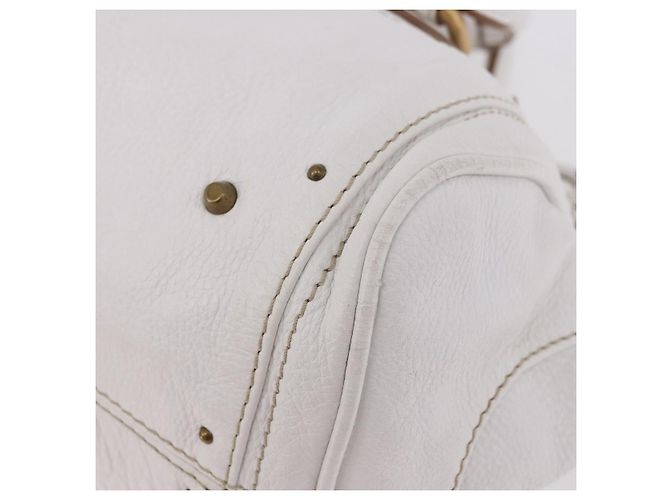 Chloé Chloe Paddington Hand Bag Leather White Gold Silver - vista 11