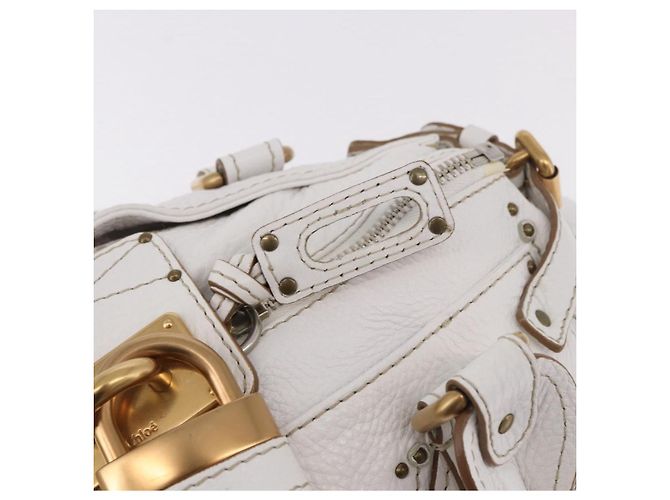 Chloé Chloe Paddington Hand Bag Leather White Gold Silver - vista 15