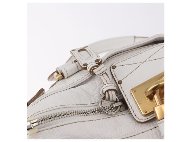 Chloé Chloe Paddington Hand Bag Leather White Gold Silver - vista 16