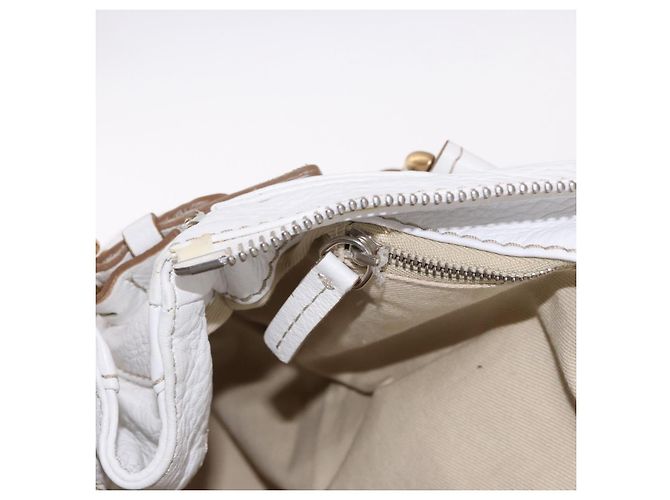Chloé Chloe Paddington Hand Bag Leather White Gold Silver - vista 22