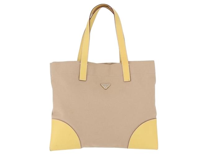 PRADA Tote Bag Canvas Beige Silver - vista 13
