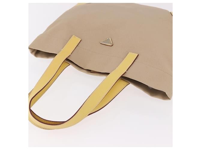 PRADA Tote Bag Canvas Beige Silver - vista 6