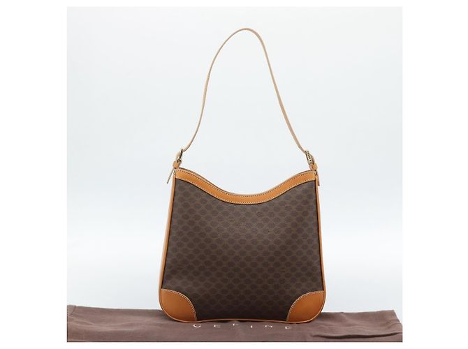 Céline CELINE Macadam Canvas Shoulder Bag PVC Leather Brown Gold - vista 12