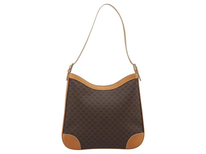 Céline CELINE Macadam Canvas Shoulder Bag PVC Leather Brown Gold - vista 2