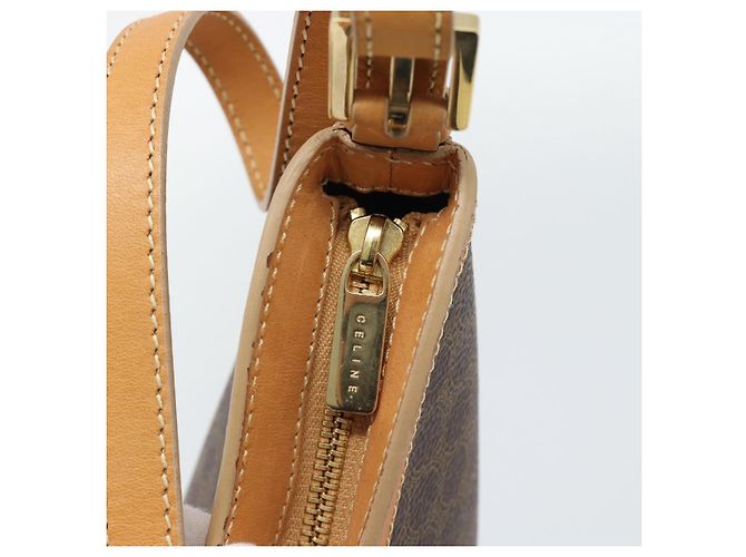 Céline CELINE Macadam Canvas Shoulder Bag PVC Leather Brown Gold - vista 9