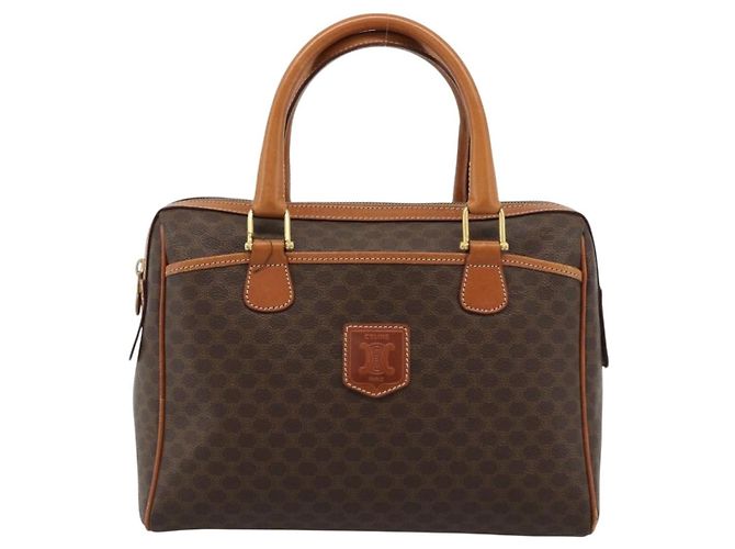Céline CELINE Macadam Canvas Boston Bag PVC Leather Brown Gold - vista 13