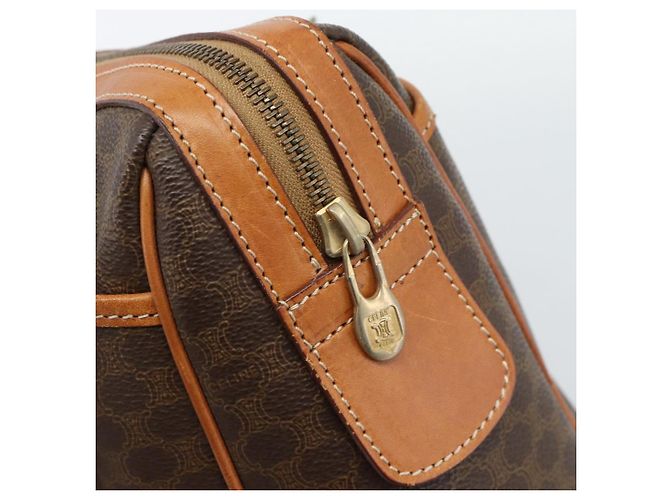 Céline CELINE Macadam Canvas Boston Bag PVC Leather Brown Gold - vista 17