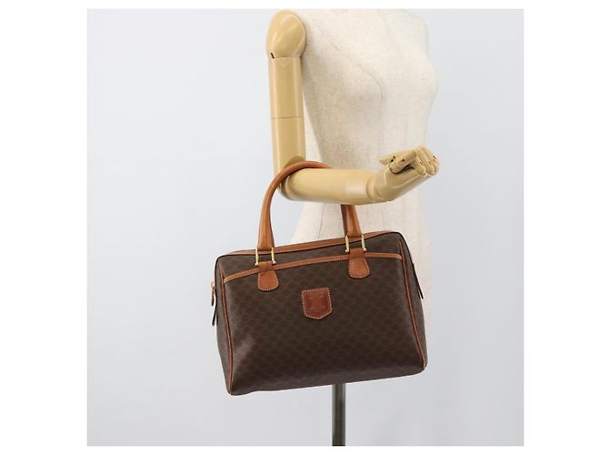 Céline CELINE Macadam Canvas Boston Bag PVC Leather Brown Gold - vista 24
