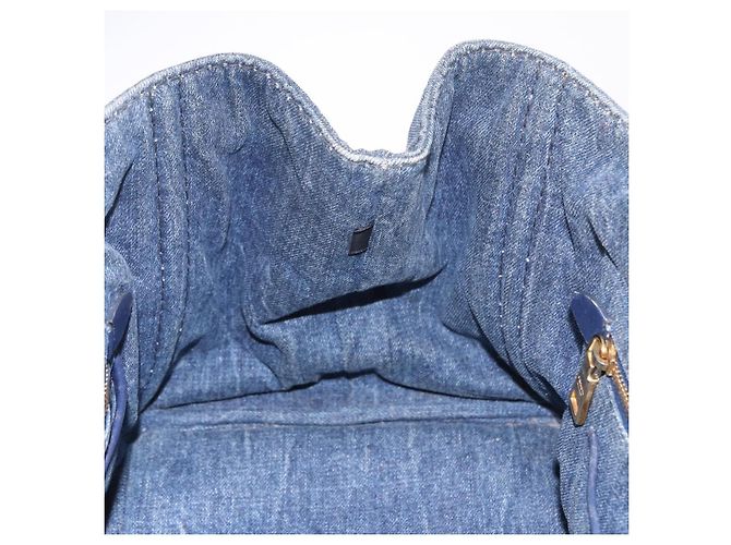 PRADA Canapa M Hand Bag Denim Blue Gold - vista 19