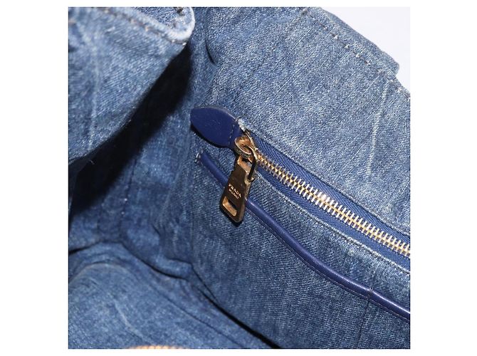 PRADA Canapa M Hand Bag Denim Blue Gold - vista 22