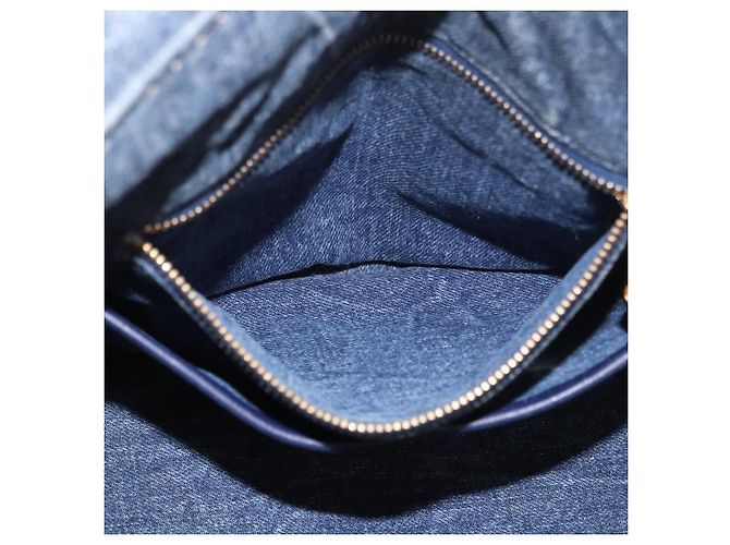 PRADA Canapa M Hand Bag Denim Blue Gold - vista 23