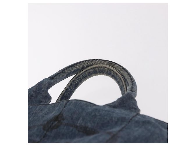 PRADA Canapa M Hand Bag Denim Blue Gold - vista 8