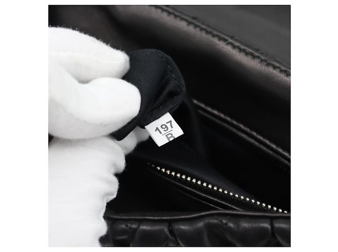 Miu Miu Matelasse Hand Bag Leather 2way Black Silver - vista 11
