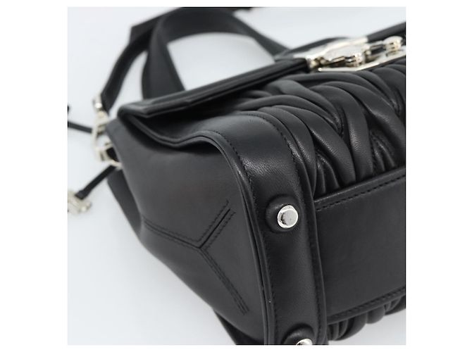 Miu Miu Matelasse Hand Bag Leather 2way Black Silver - vista 17