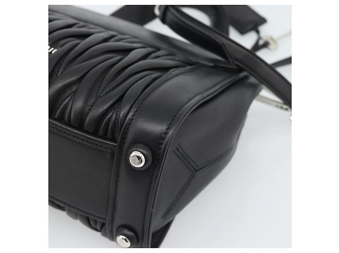 Miu Miu Matelasse Hand Bag Leather 2way Black Silver - vista 18