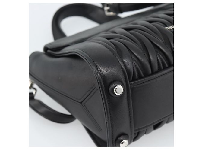 Miu Miu Matelasse Hand Bag Leather 2way Black Silver - vista 19