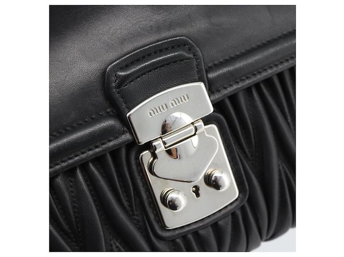Miu Miu Matelasse Hand Bag Leather 2way Black Silver - vista 21