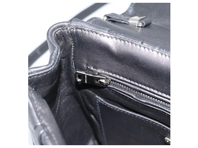 Miu Miu Matelasse Hand Bag Leather 2way Black Silver - vista 25
