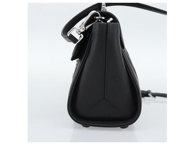 Miu Miu Matelasse Hand Bag Leather 2way Black Silver - vista 4