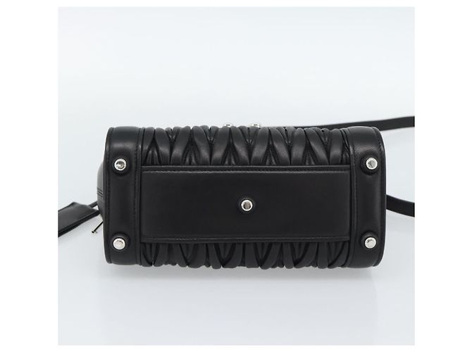 Miu Miu Matelasse Hand Bag Leather 2way Black Silver - vista 5