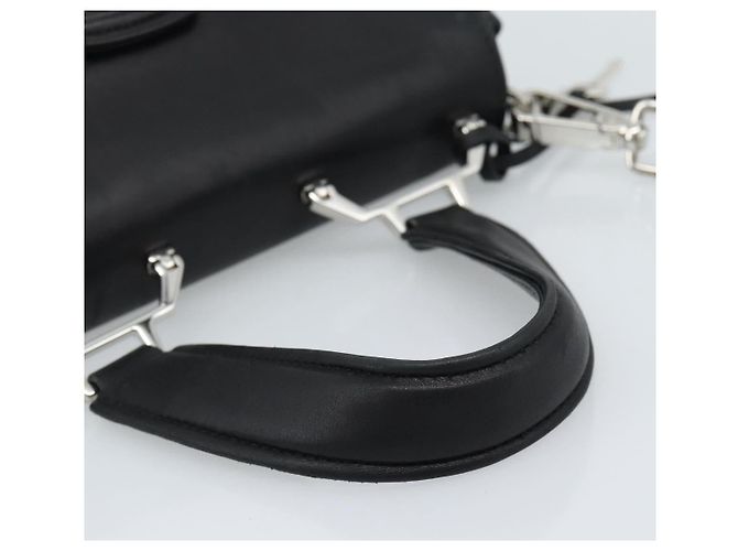 Miu Miu Matelasse Hand Bag Leather 2way Black Silver - vista 7
