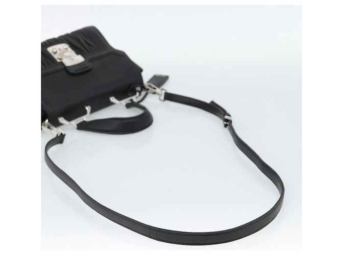 Miu Miu Matelasse Hand Bag Leather 2way Black Silver - vista 8
