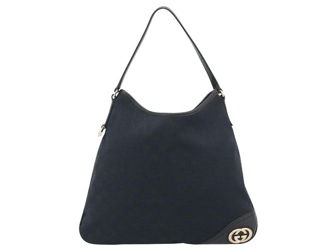 GUCCI GG Canvas Shoulder Bag Black Gold 169947 - vista 13