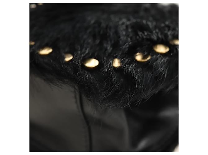 PRADA Chain Shoulder Bag Fur Black Silver - vista 16