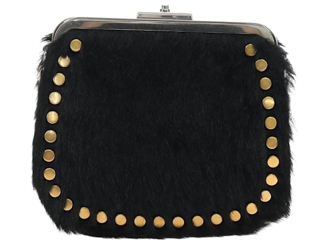 PRADA Chain Shoulder Bag Fur Black Silver - vista 2