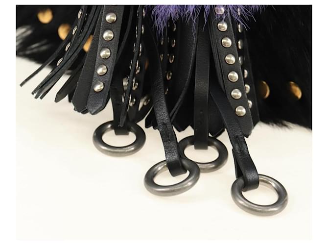 PRADA Chain Shoulder Bag Fur Black Silver - vista 20