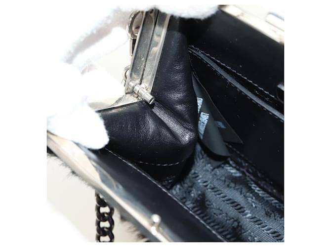 PRADA Chain Shoulder Bag Fur Black Silver - vista 24