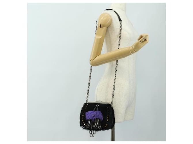 PRADA Chain Shoulder Bag Fur Black Silver - vista 26